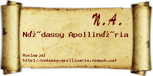Nádassy Apollinária névjegykártya